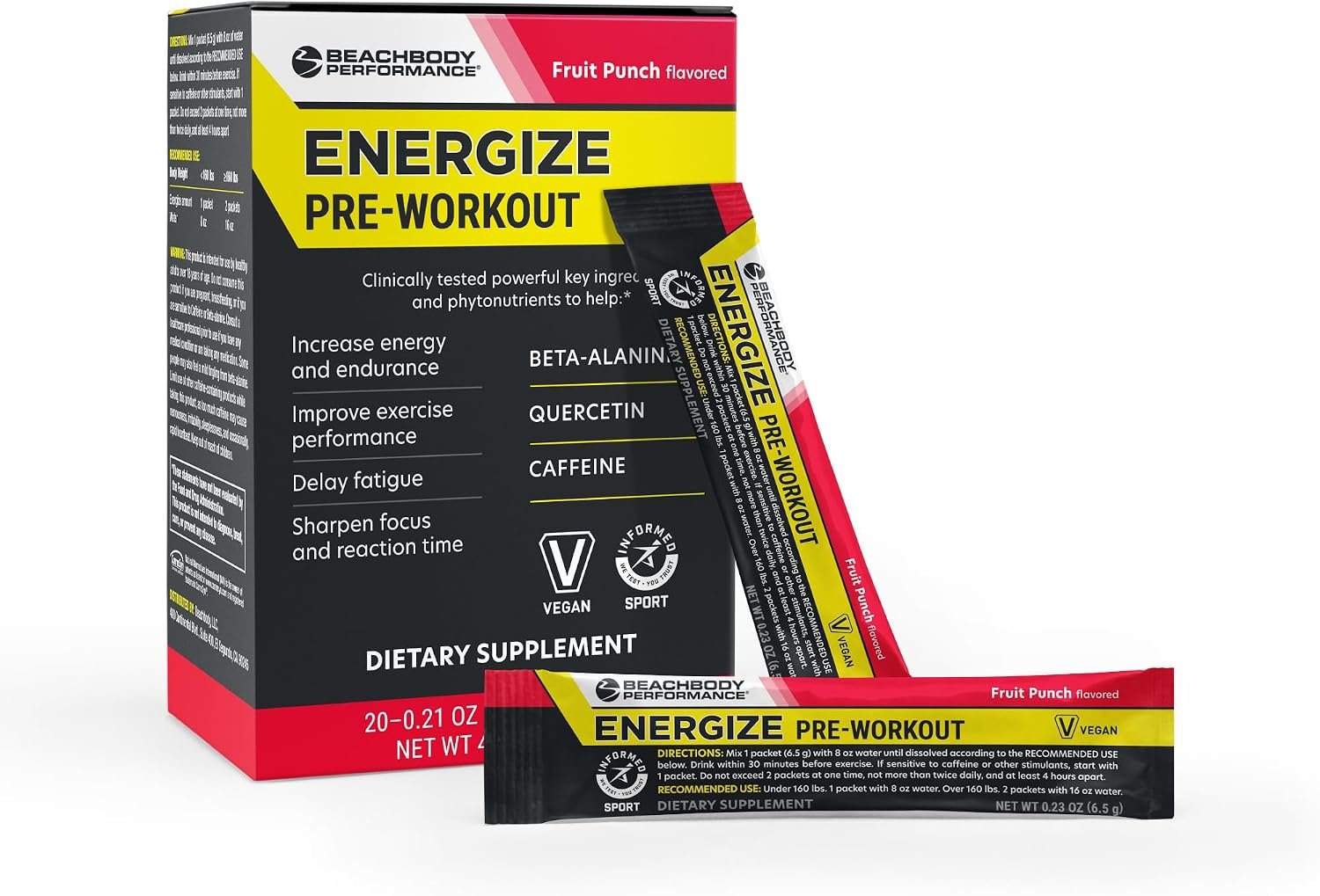BODi Energize Pre Workout Powder – Fruit Punch, 20 Count