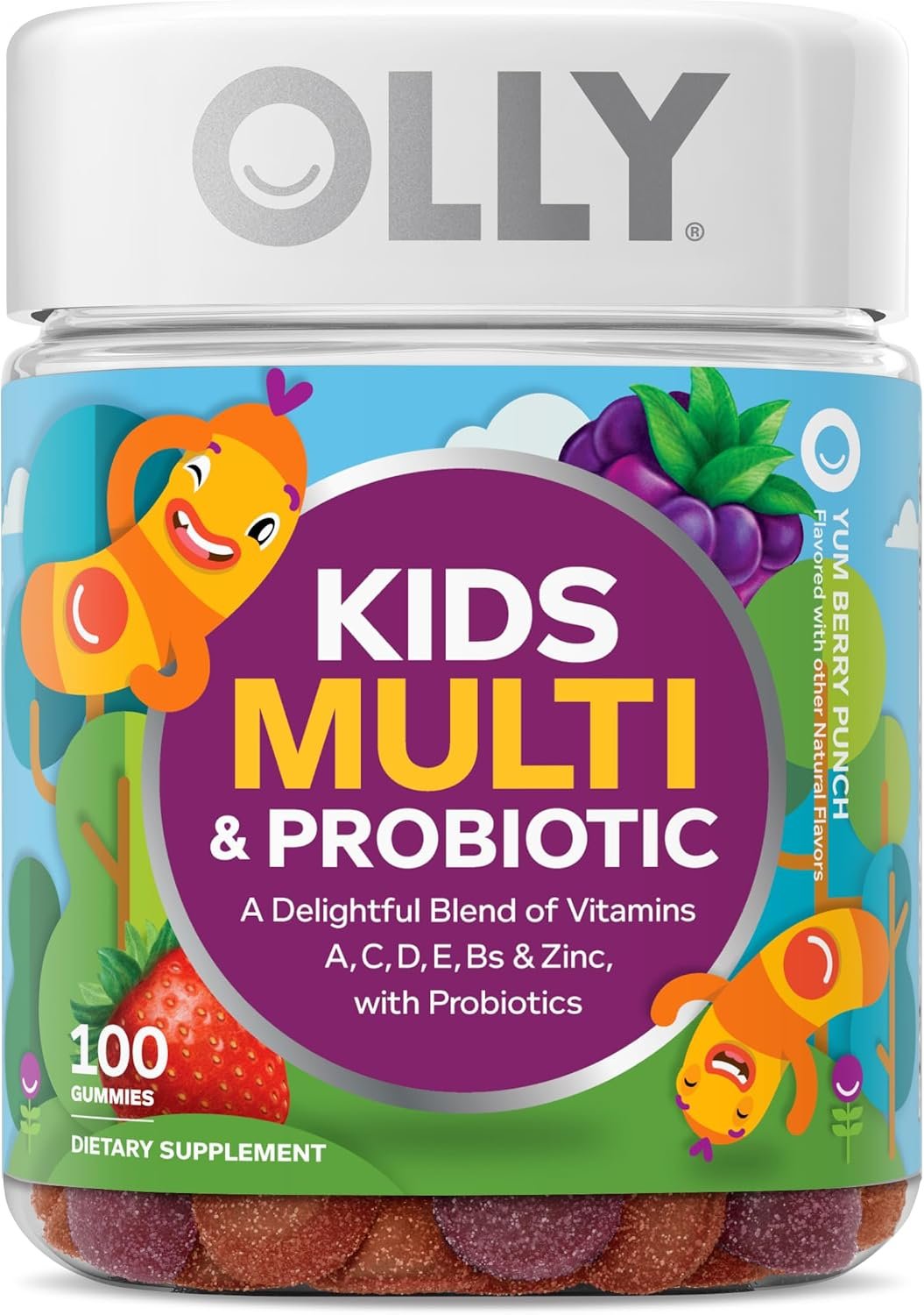 OLLY Kids Multivitamin & Probiotic Gummy, Digestive Support – 100 Count