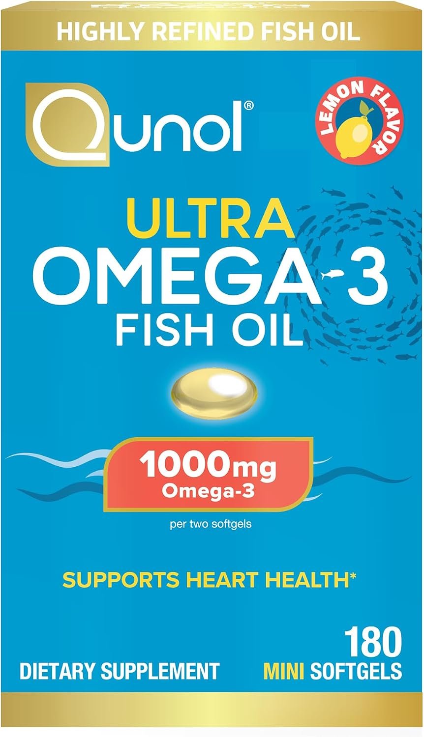 Qunol Ultra Omega-3 Fish Oil Mini Softgels, 1000mg EPA + DHA, 180ct