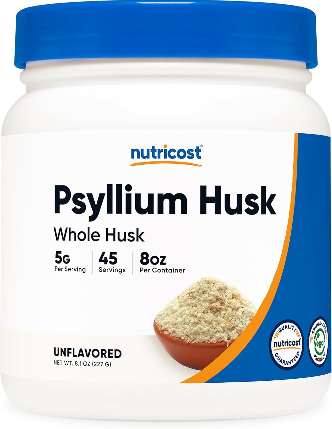 Nutricost Psyllium Whole Husk Powder (Flakes) 8.1oz – Gluten Free & Non-GMO