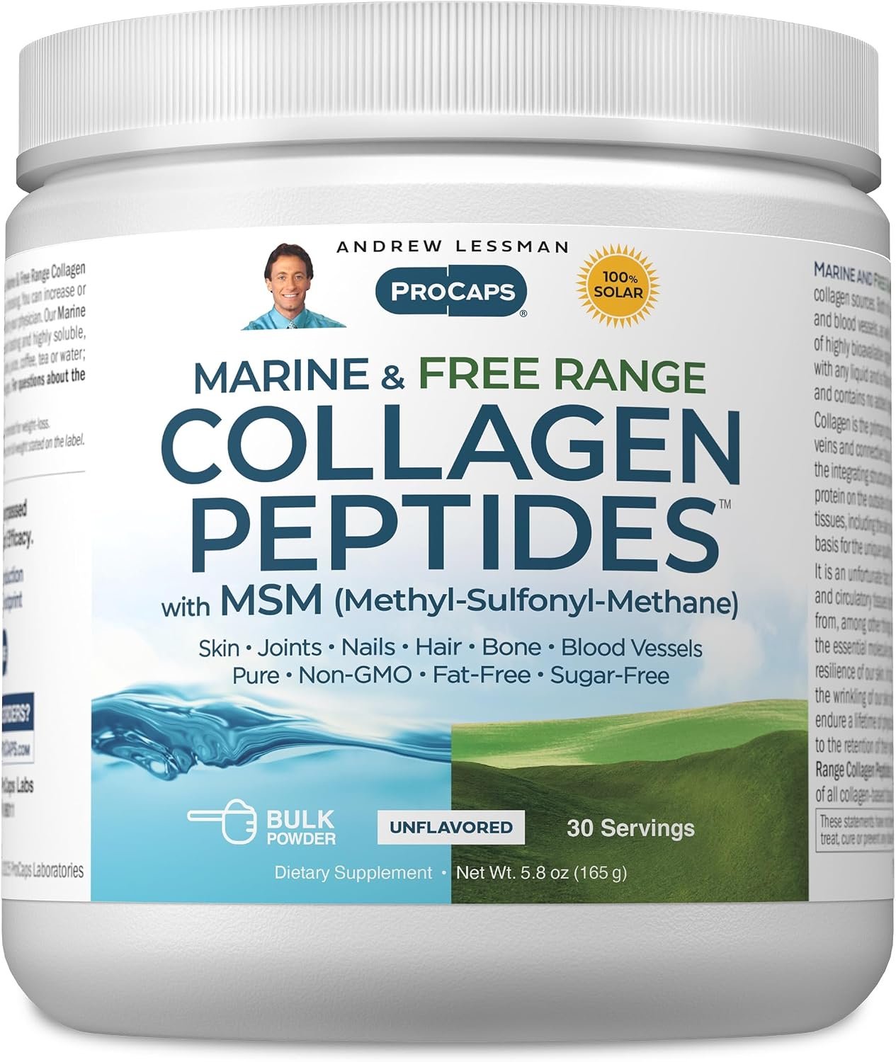 ANDREW LESSMAN ProCaps Marine Collagen Peptides with MSM Powder 30 Servings