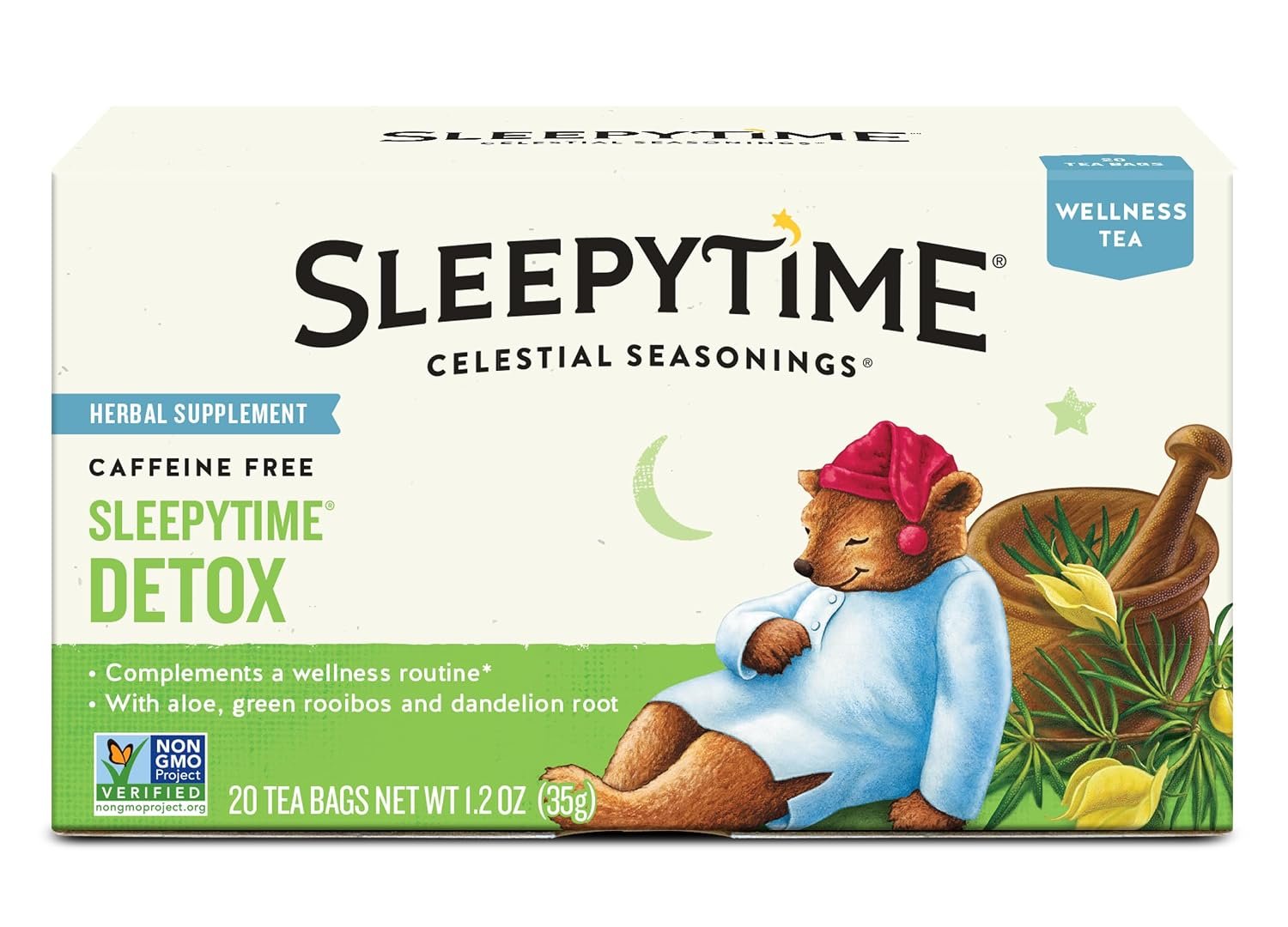 Celestial Seasonings Sleepytime Wellness Detox Tea, Caffeine Free, 20 Tea Bags Box