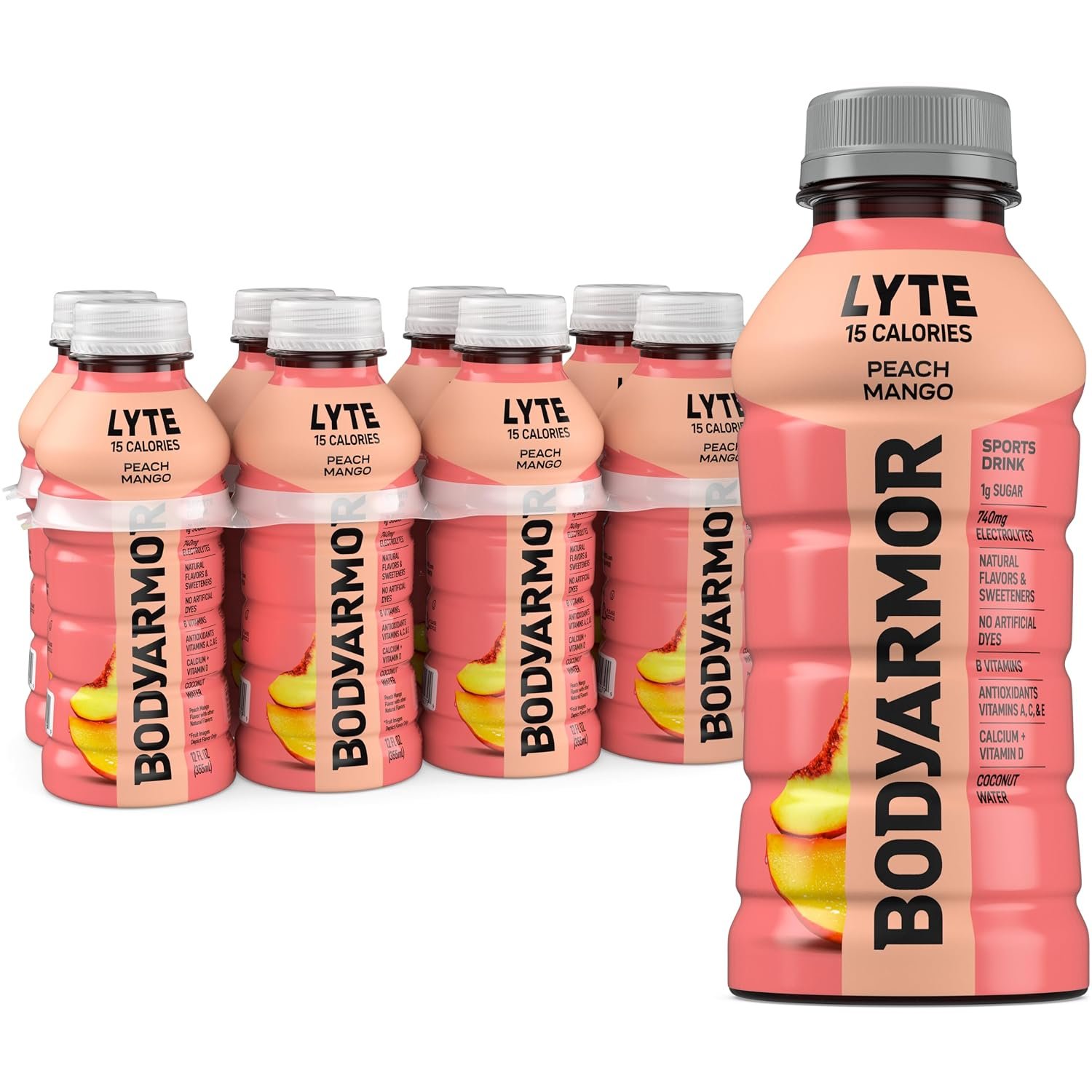 BODYARMOR LYTE Sports Drink, Peach Mango Electrolyte Drink, 12 Oz (8 Pk)