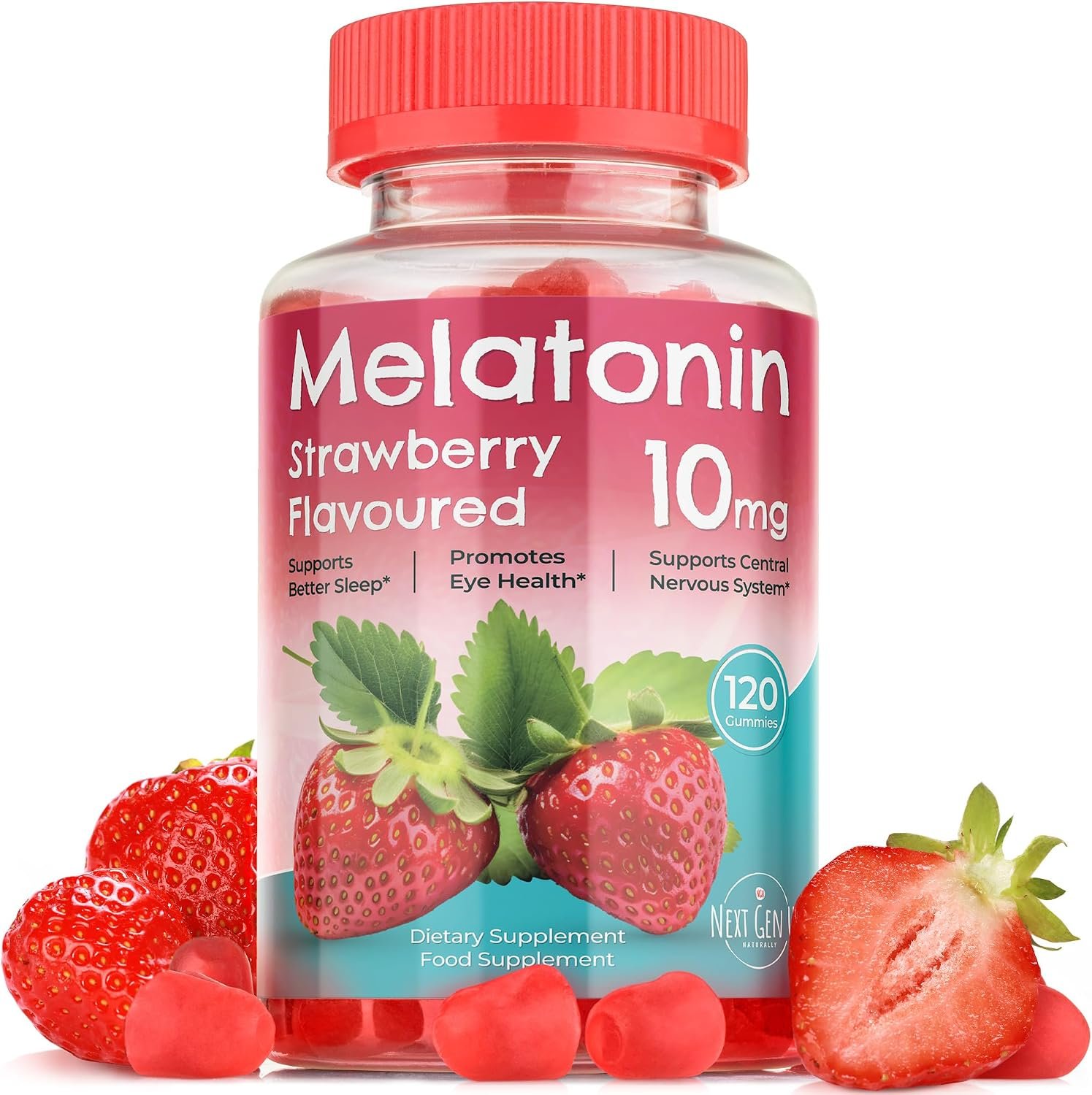 Melatonin Gummies – 10 mg Dietary Supplement – Strawberry Flavored – 120 PK
