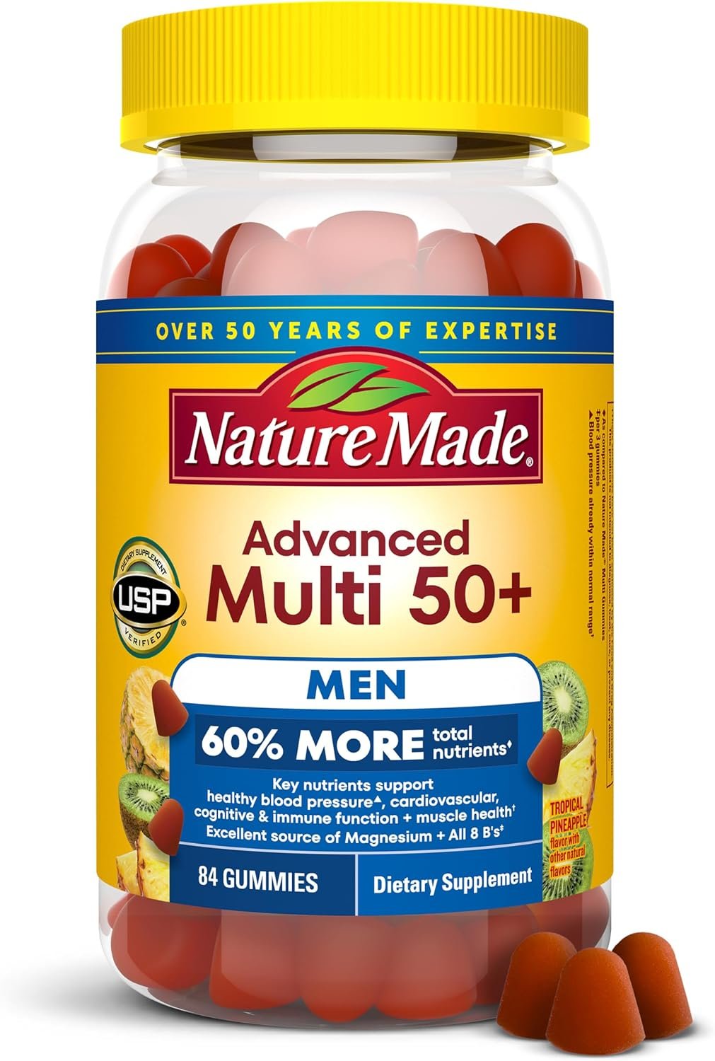 Nature Made Advanced Multivitamin Gummies 50+ for Men, 84 Multi Vitamins