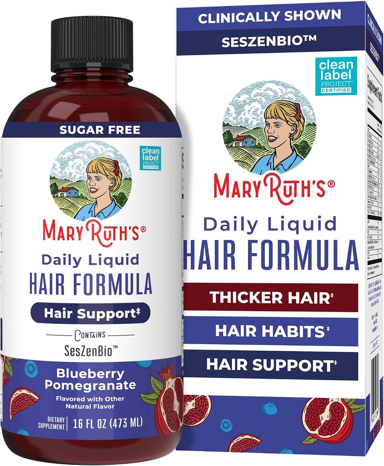 MARYRUTH’S Daily Liquid Hair Formula, Thicker, Stronger Hair in Women, 16oz