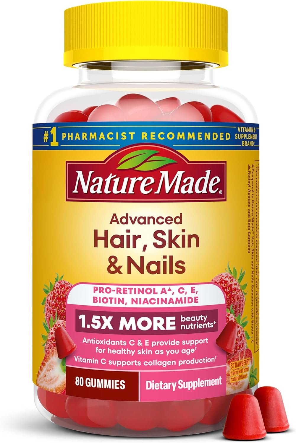 Nature Made Advanced Hair Skin and Nails Gummies, 80 Gummies