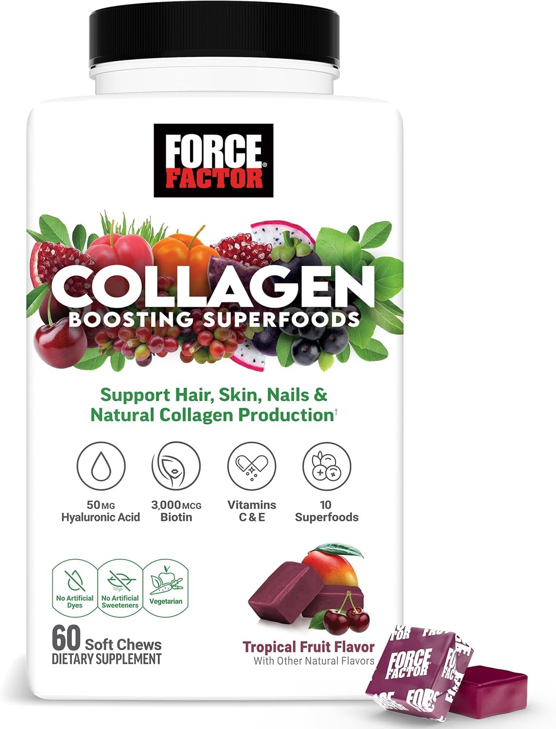 Force Factor Collagen Boosting Superfoods, Vegan Collagen Booster for Women