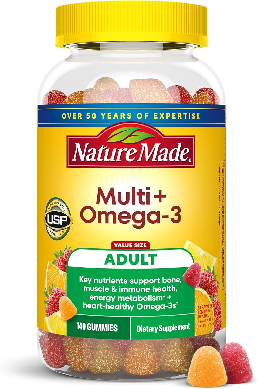 Nature Made Multivitamin + Omega-3, Multivitamin Gummies for Adults, 140 Ct