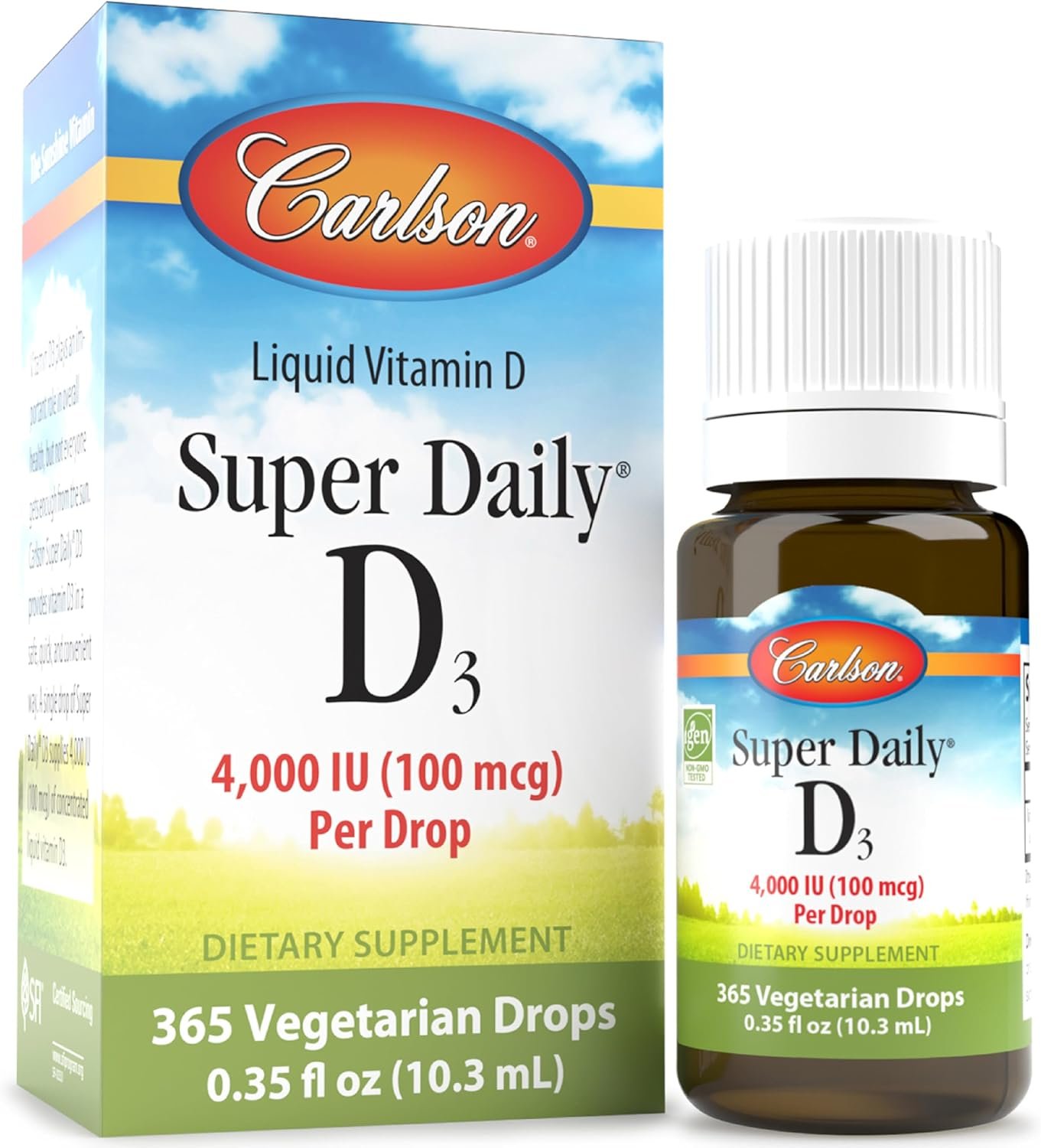 Carlson Super Daily D3 4,000 IU (100 mcg) per Drop, 365 Drops (10.3 mL)