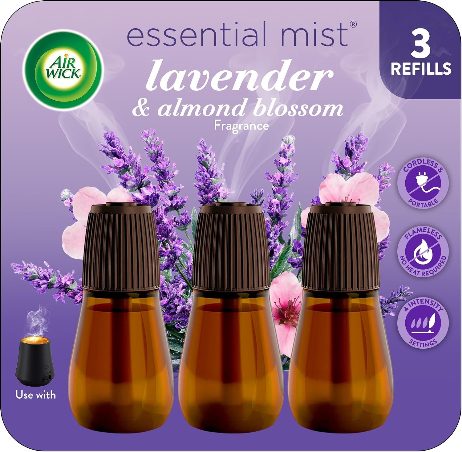 Air Wick Essential Mist, Lavender & Almond Blossom Diffuser Refill, 3 count