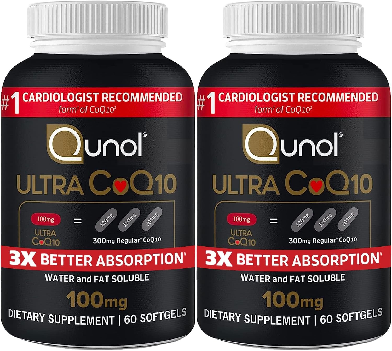 Qunol Ultra CoQ10 100mg, 3X Better Absorption, Antioxidant, 120 Softgels