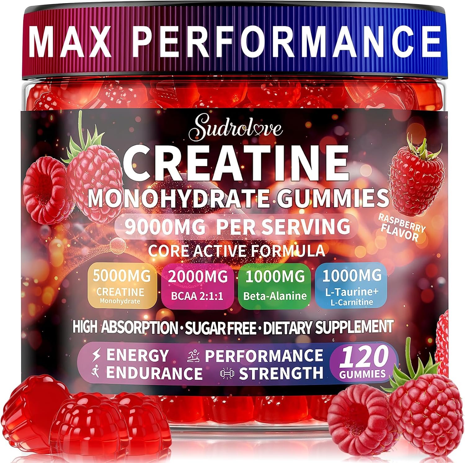 Creatine Monohydrate Gummies 5000mg for Women & Men,120 Count