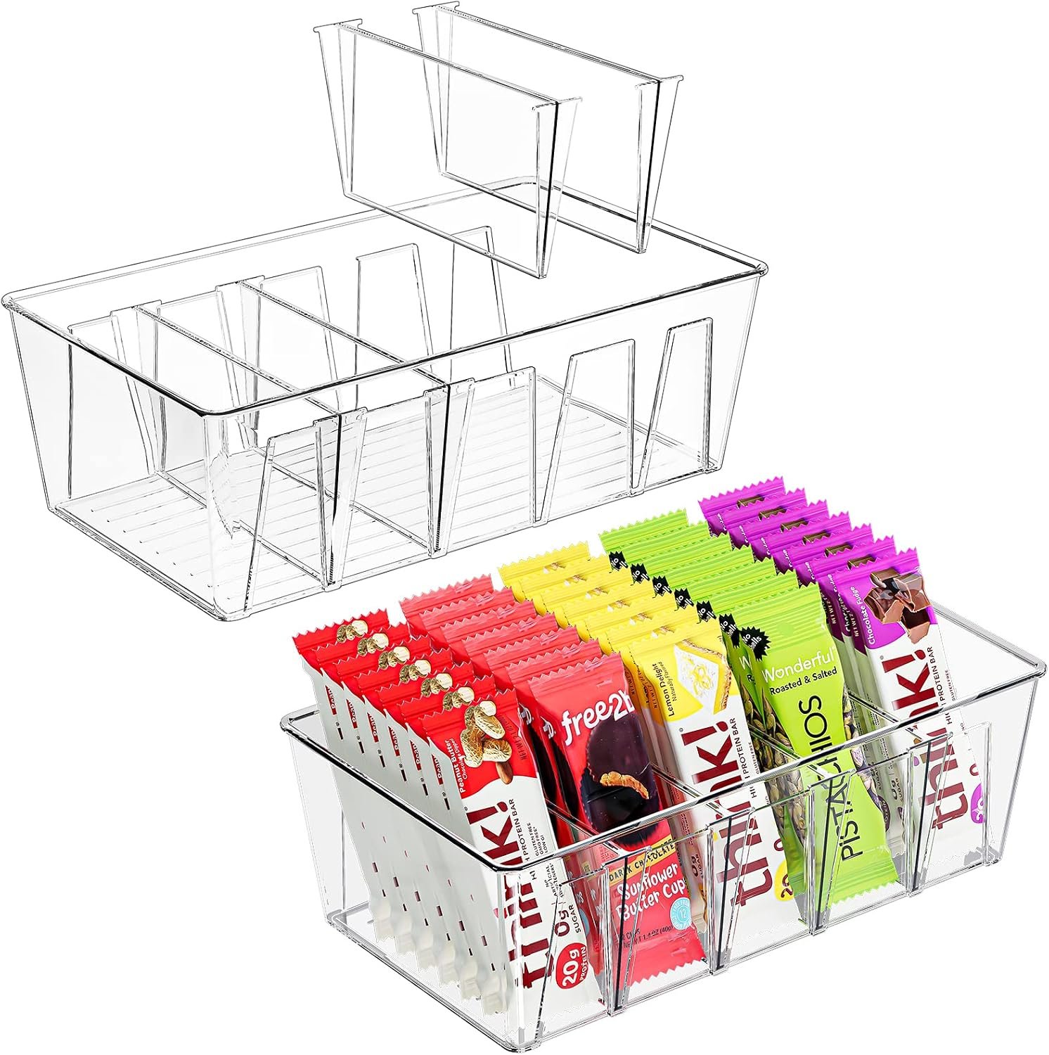 Puricon 2 Pack Pantry Organization and Storage Bins for Kitchen Fridge