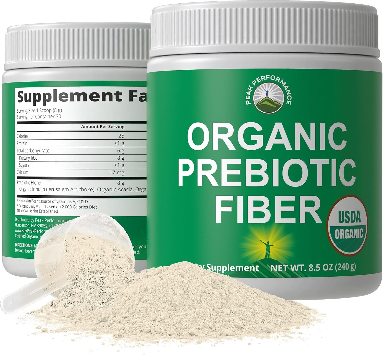 USDA Organic Prebiotic Fiber 3-in-1 Vegan Powder for Gut Health