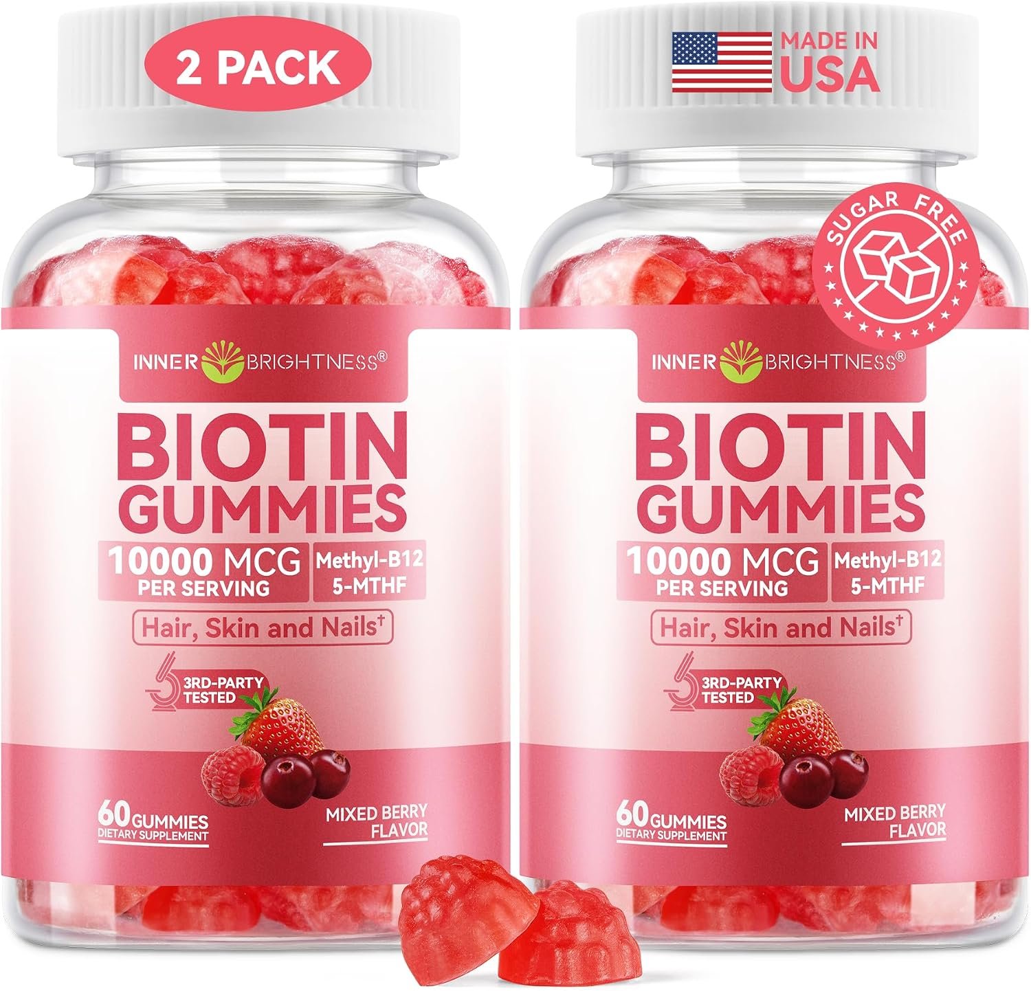 Inner Brightness Biotin 10,000mcg Gummies for Women – Hair Skin Nails