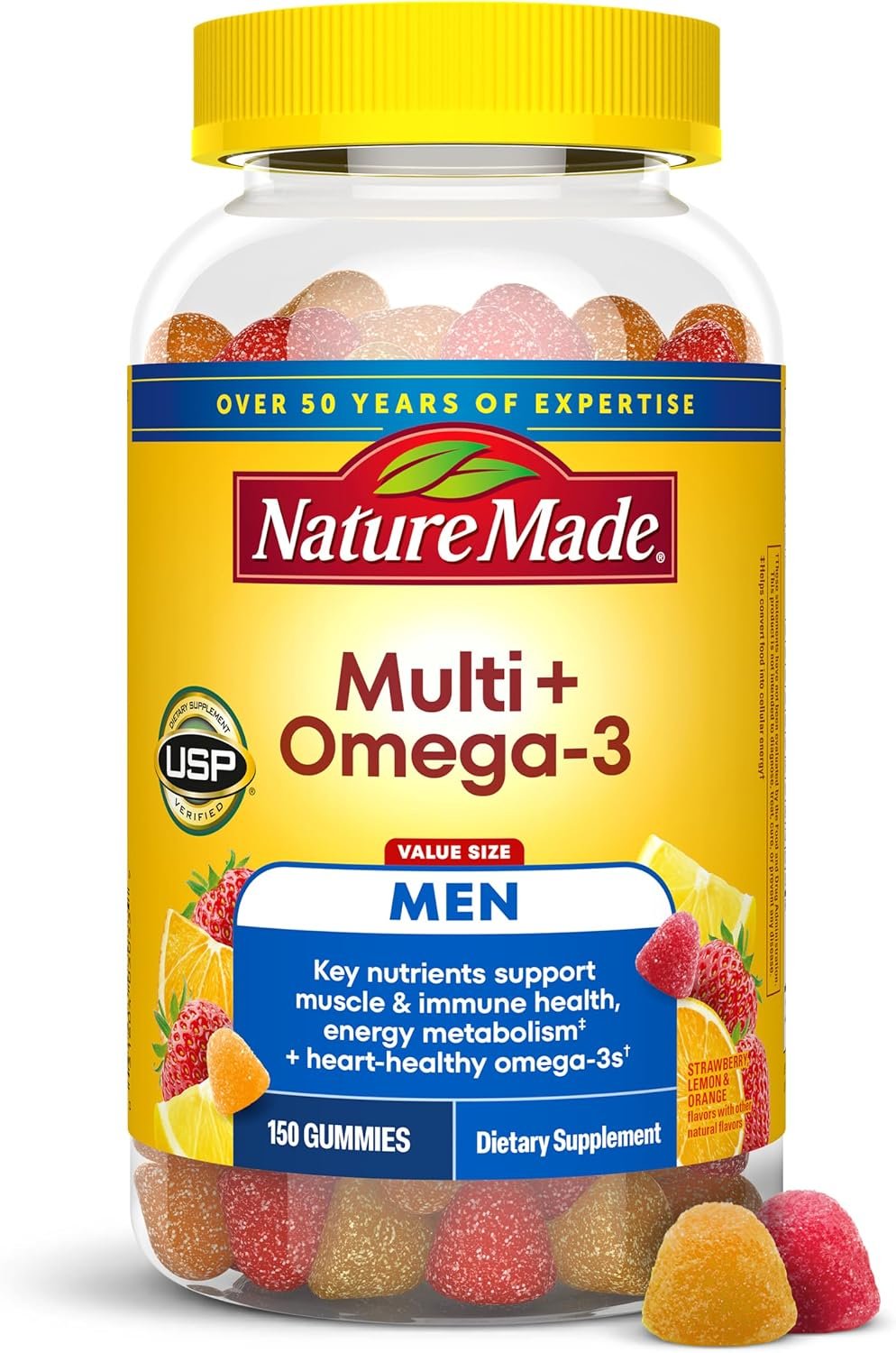 Nature Made Mens Multivitamin Gummies with Omega-3, 150 Count