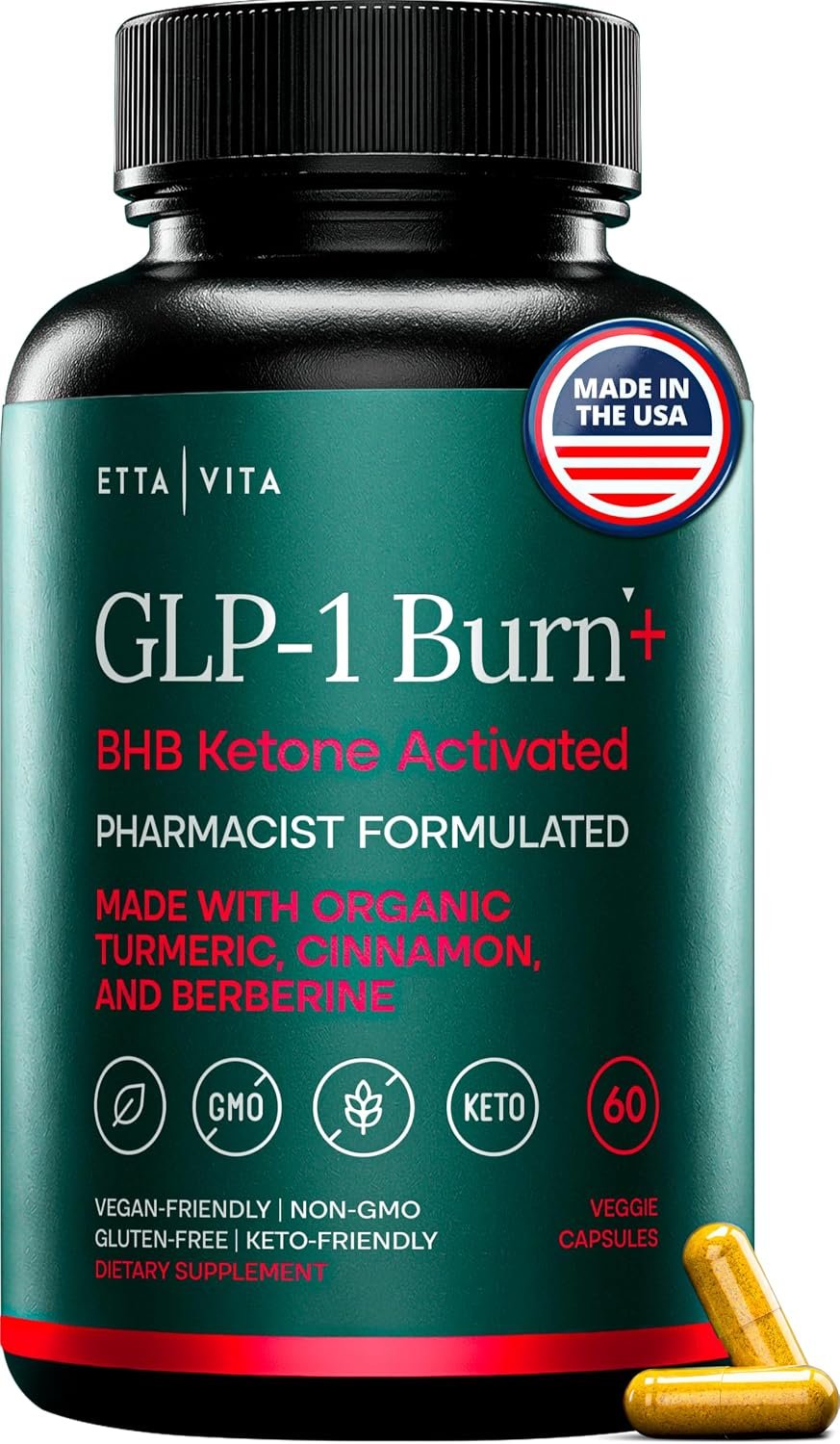 GLP-1 Supplement for Appetite Support with BHB Ketones, ACV, Berberine HCL