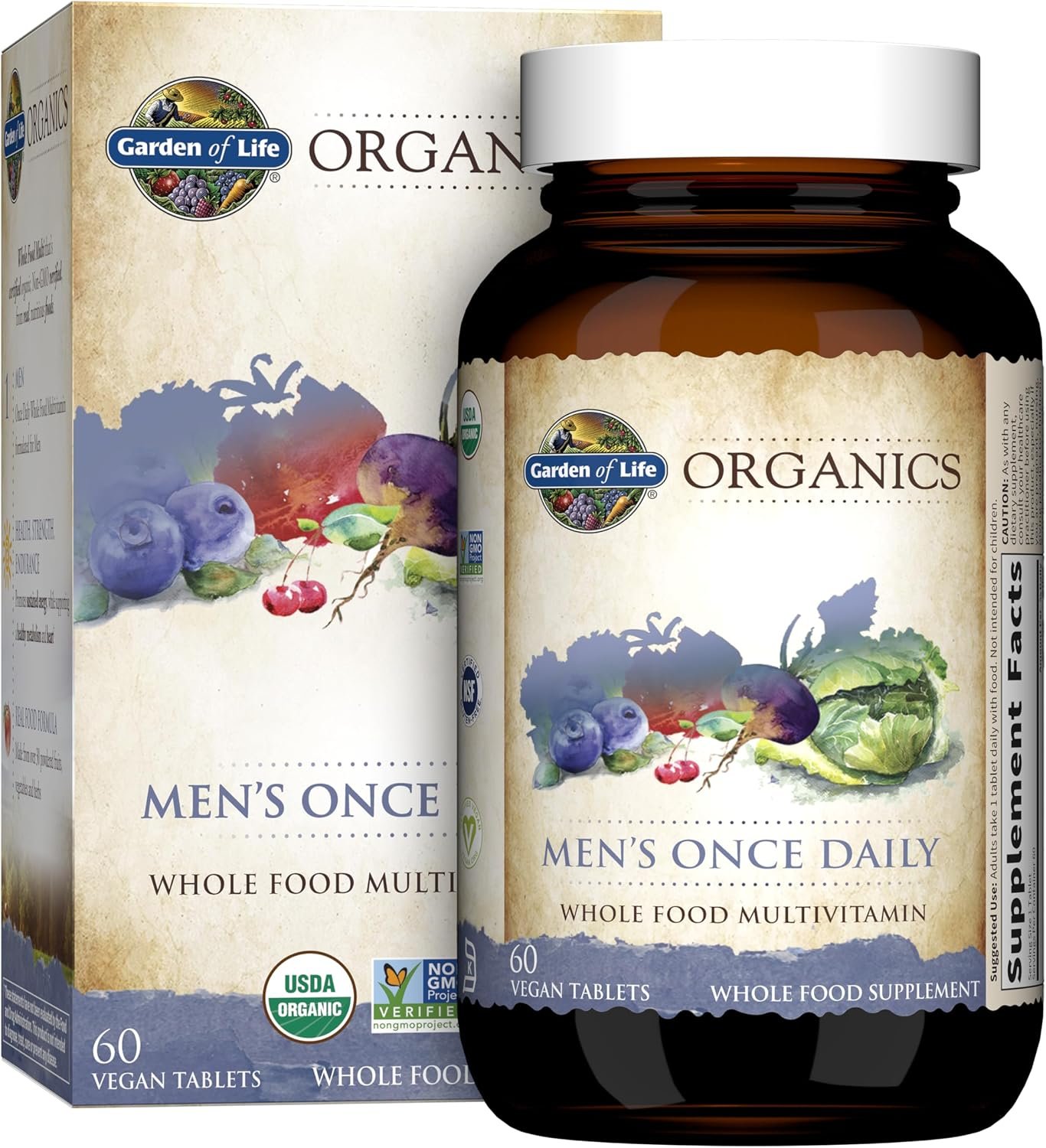 Garden of Life Organics Men’s Once Daily Multivitamin, 60 Tablets