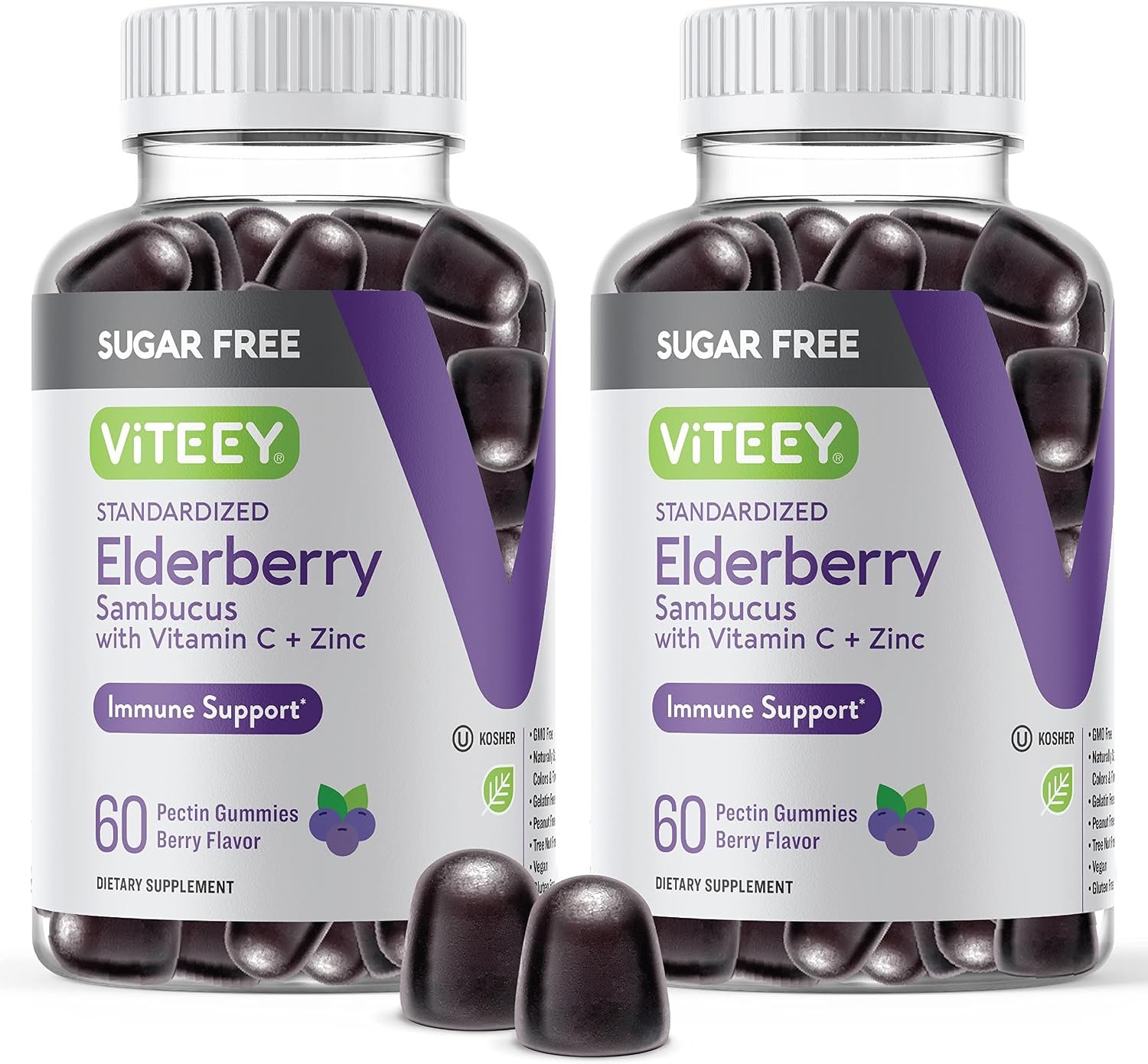 Viteey Sambucus Elderberry Gummies for Adults & Teens + Zinc & Vitamin C