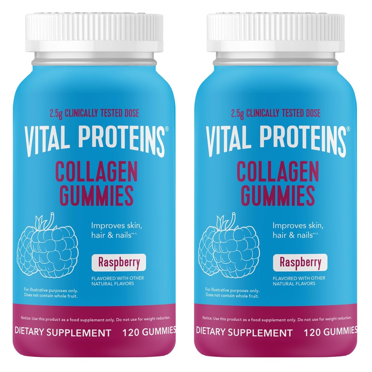 Vital Proteins Collagen Gummies, Raspberry, 120 ct, Pack of 2