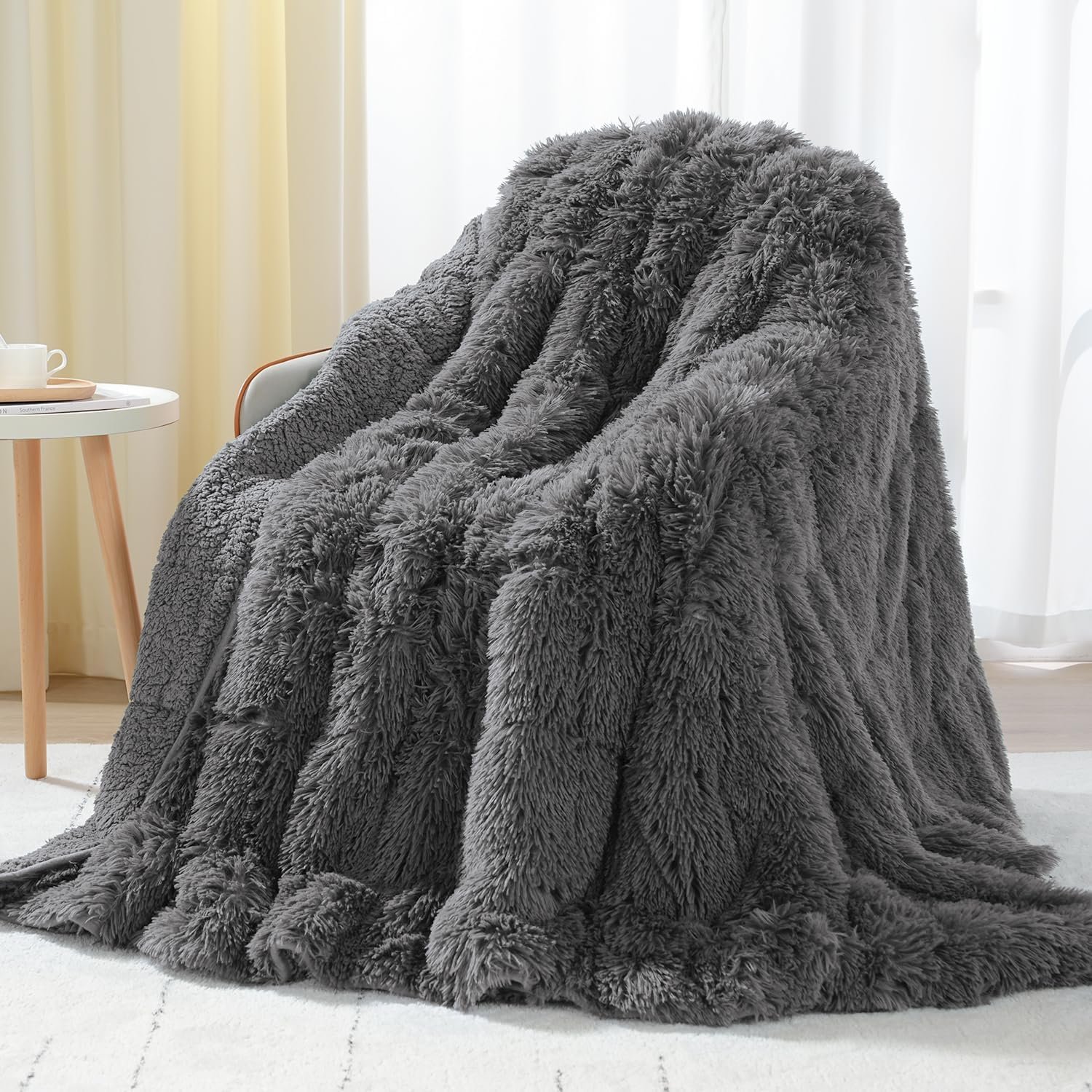 Uttermara Shaggy Weighted Blanket for Adults Queen Size, 15lbs 60″x80″
