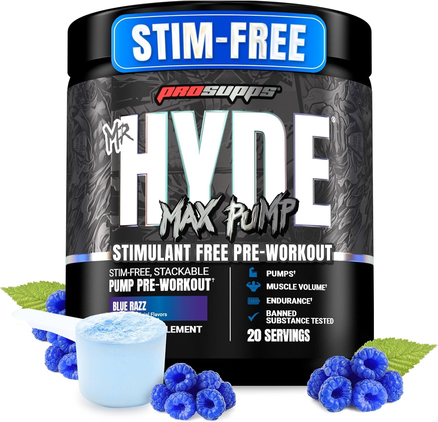 ProSupps Mr. Hyde Max Pump Pre Workout Powder, Blue Razz