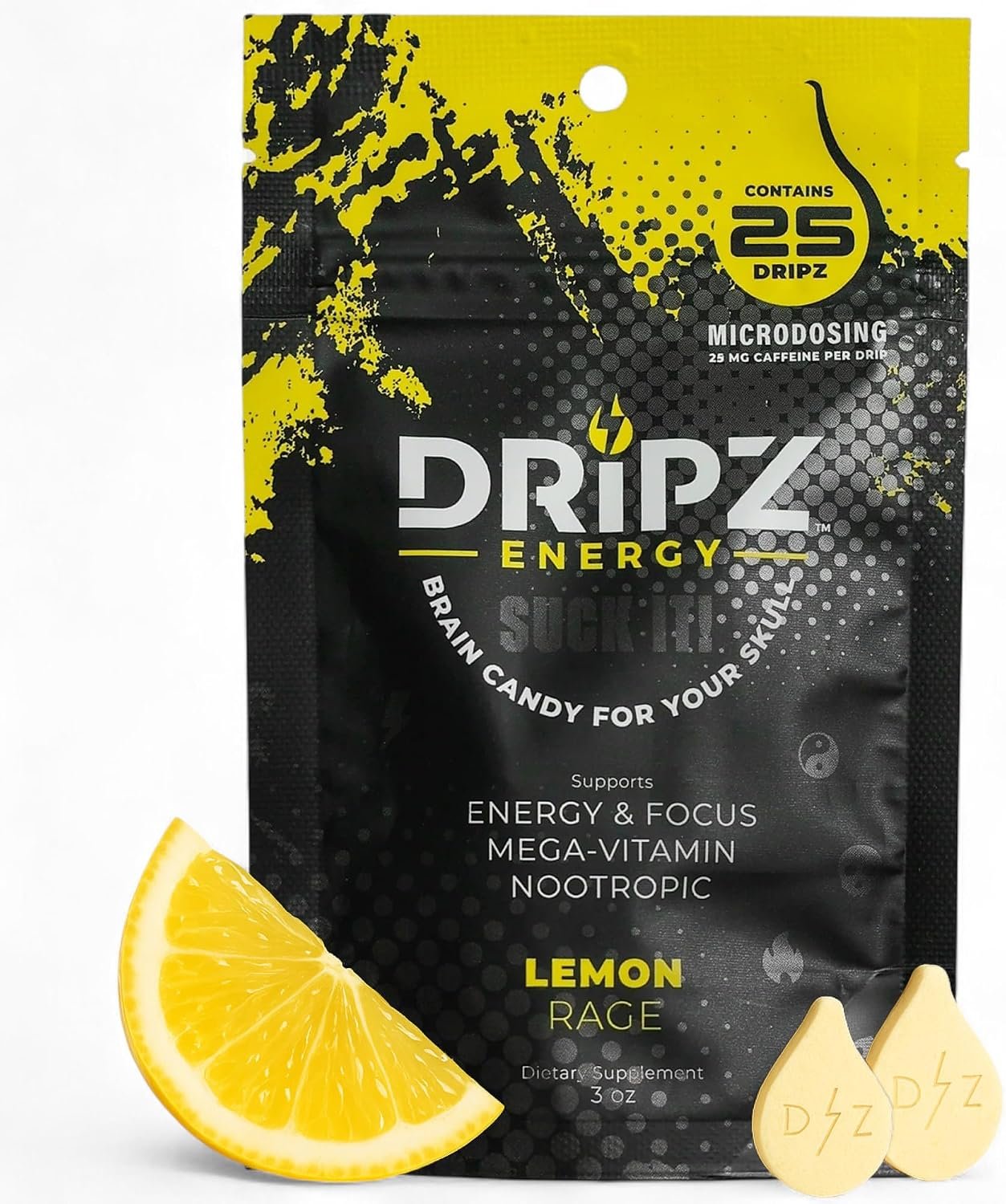 Nootropic Brain Candy Caffeine Tablets – Lemon Rage, 25ct