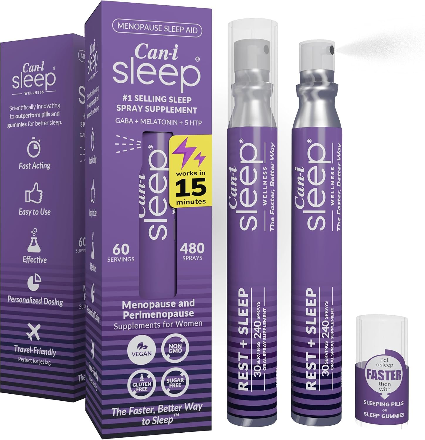Menopause Sleep Support, Fast-Acting Sleep Spray with Melatonin 1 mg & GABA