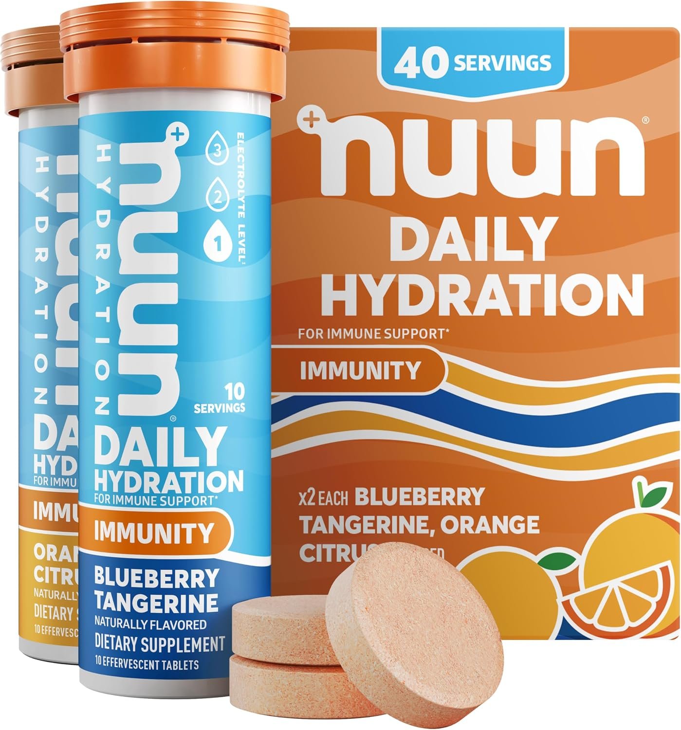 Nuun Immunity Electrolyte Tablets Blueberry Tangerine & Orange, 4 Pack
