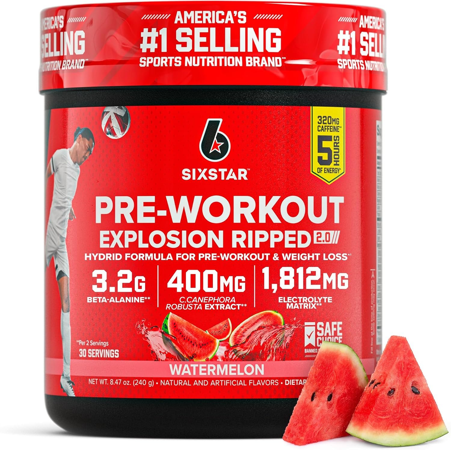 Six Star Pre-Workout Explosion for Men & Women, Watermelon (30 Servings)