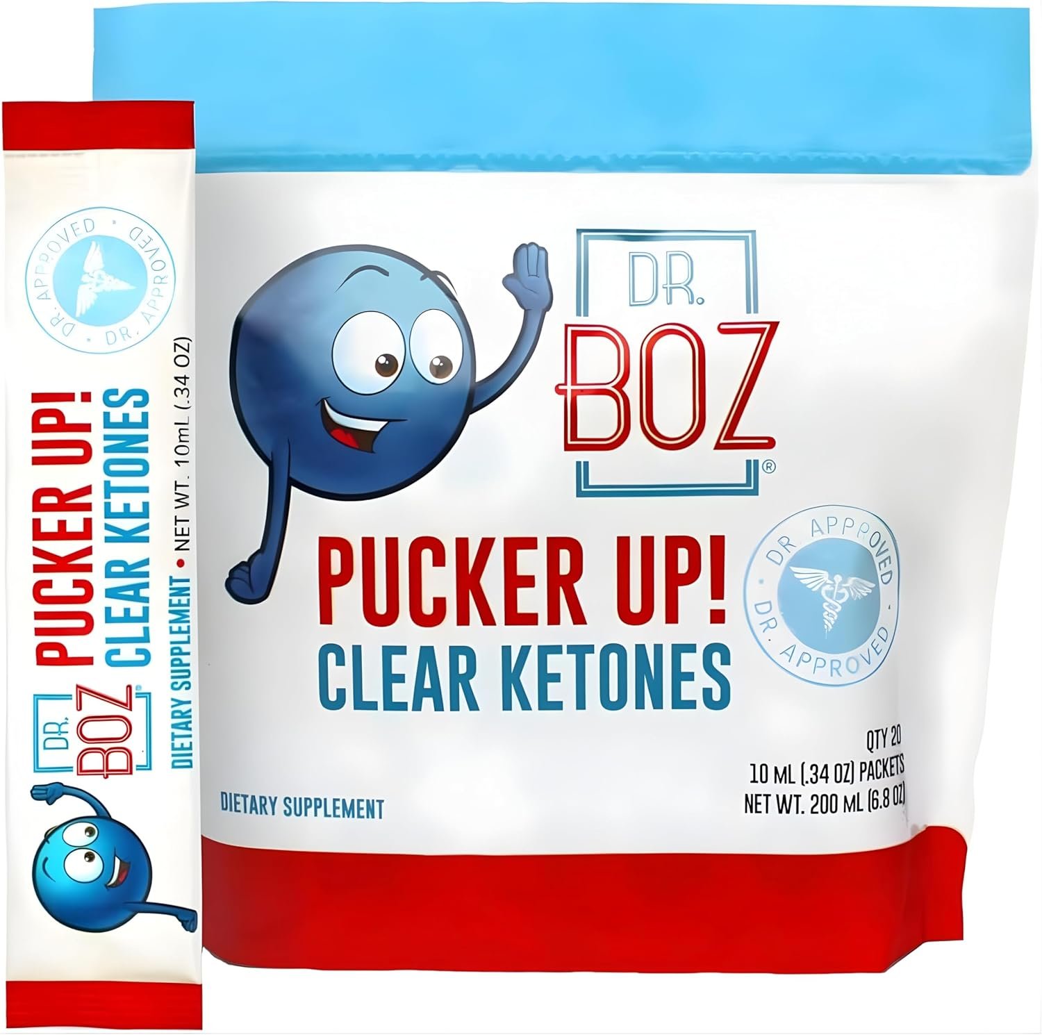 Dr. Boz Pucker UP Clear Ketones, Liquid BHB Exogenous Ketones, 20 Packets
