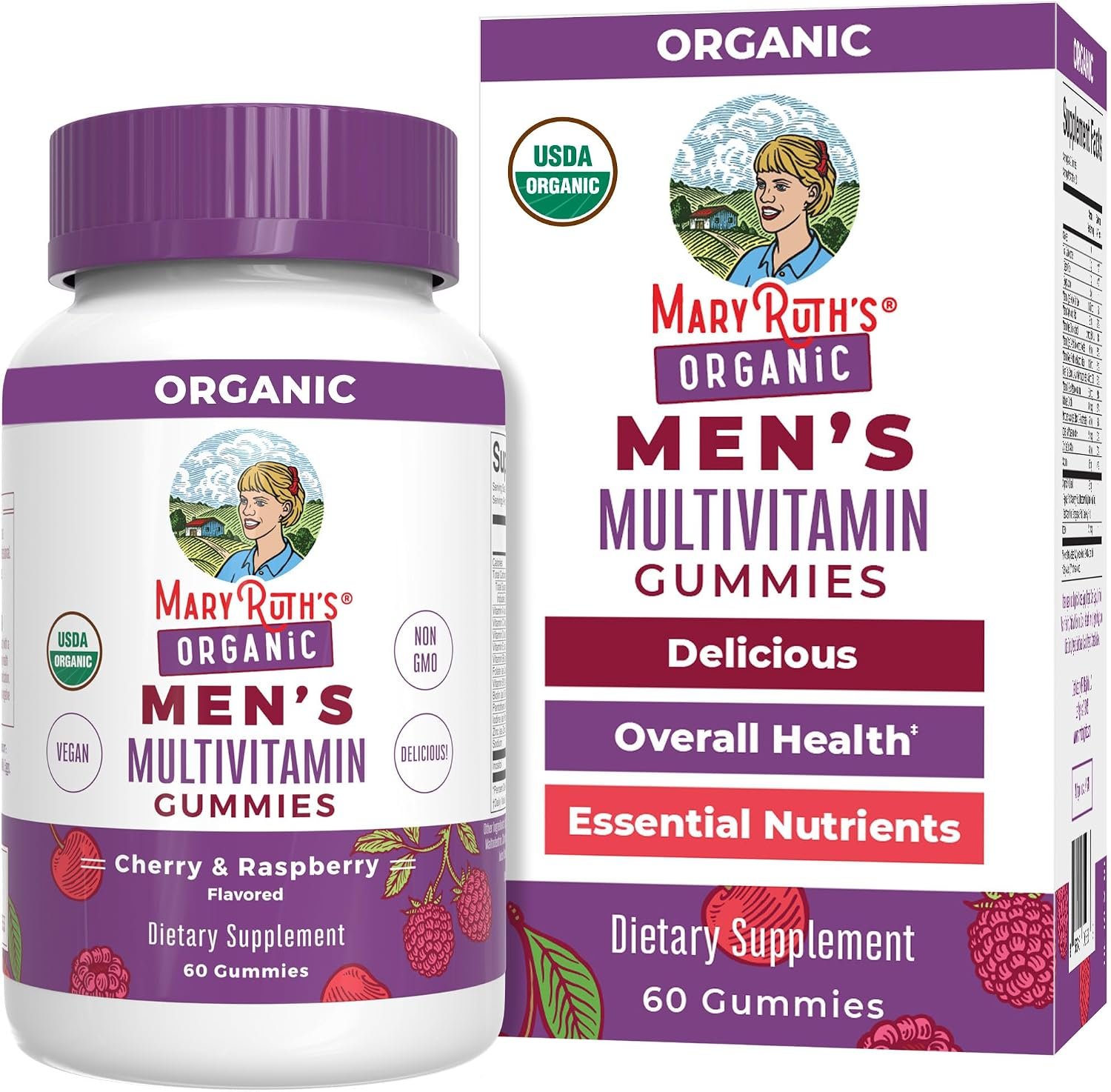 MARYRUTH’S Organic Men’s Multivitamin Gummies, Vegan, Non-GMO, 60 Count