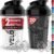 VELOMIX 2 Pack 20oz Protein Shaker Bottle for Protein Mixes, Black/Transpar