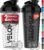 VELOMIX 2 Pack 28oz Protein Shaker Bottle for Protein Mixes, Black/Transpar