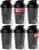 VELOMIX 6 Pack 20oz Protein Shaker Bottle for Protein Mixes, All in Black
