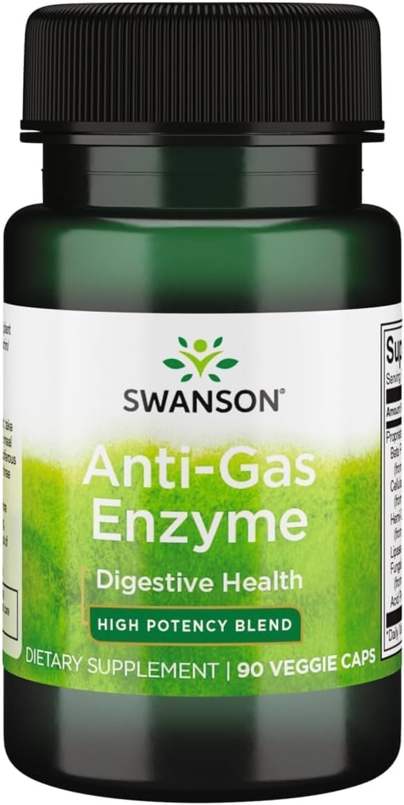 Swanson Anti-Gas Enzyme 123 Milligrams, 90 Veg Capsules