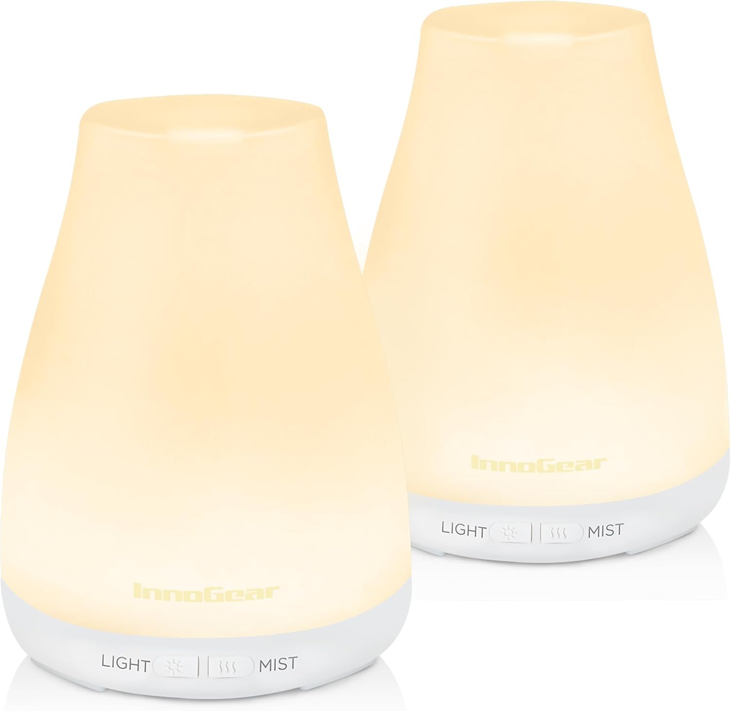 InnoGear 2 Pcs Essential Oil Diffuser Aroma Diffusers for Home, Basic White