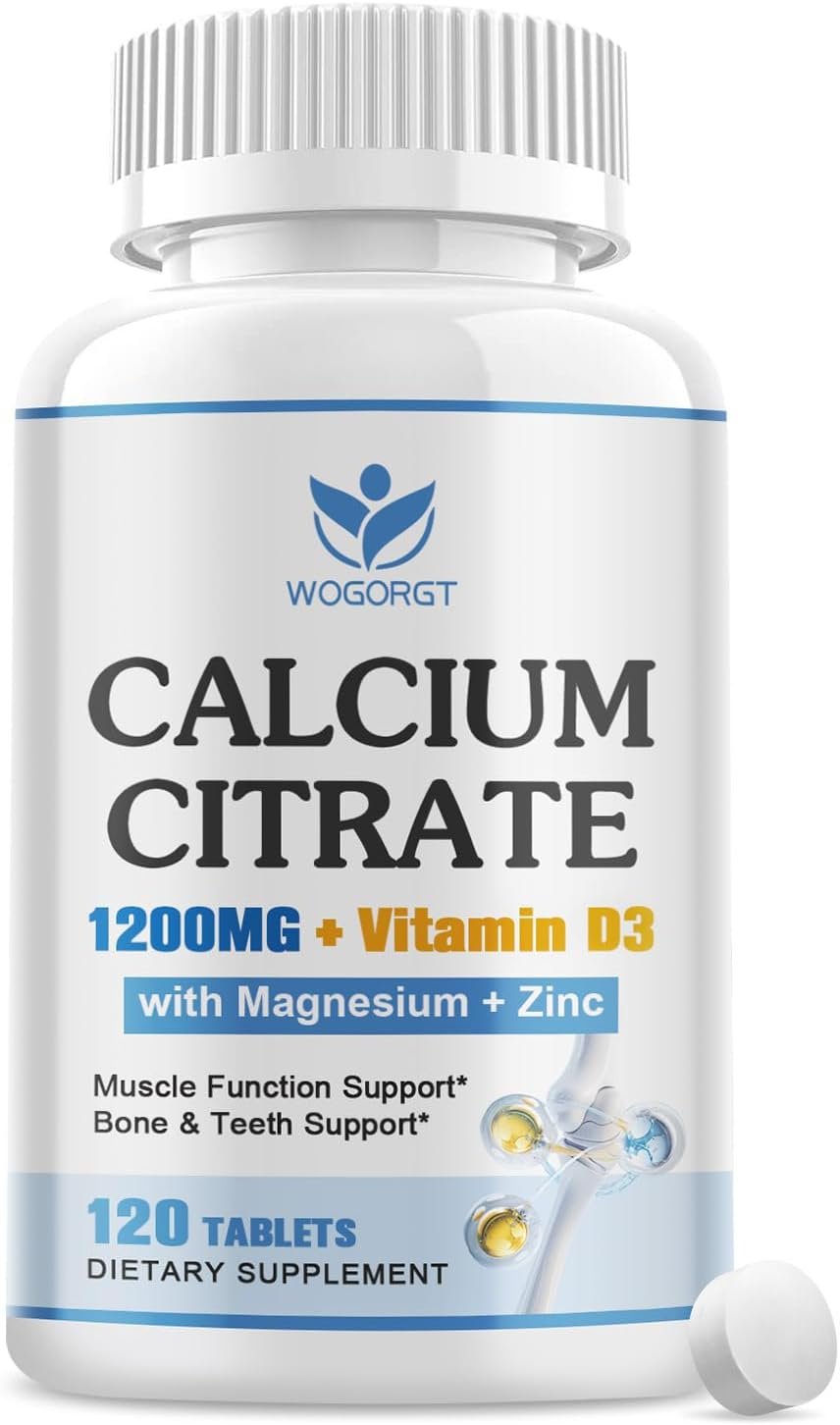 Calcium Citrate 1200mg Supplement with Vitamin D3 for Women & Men, 120Ct