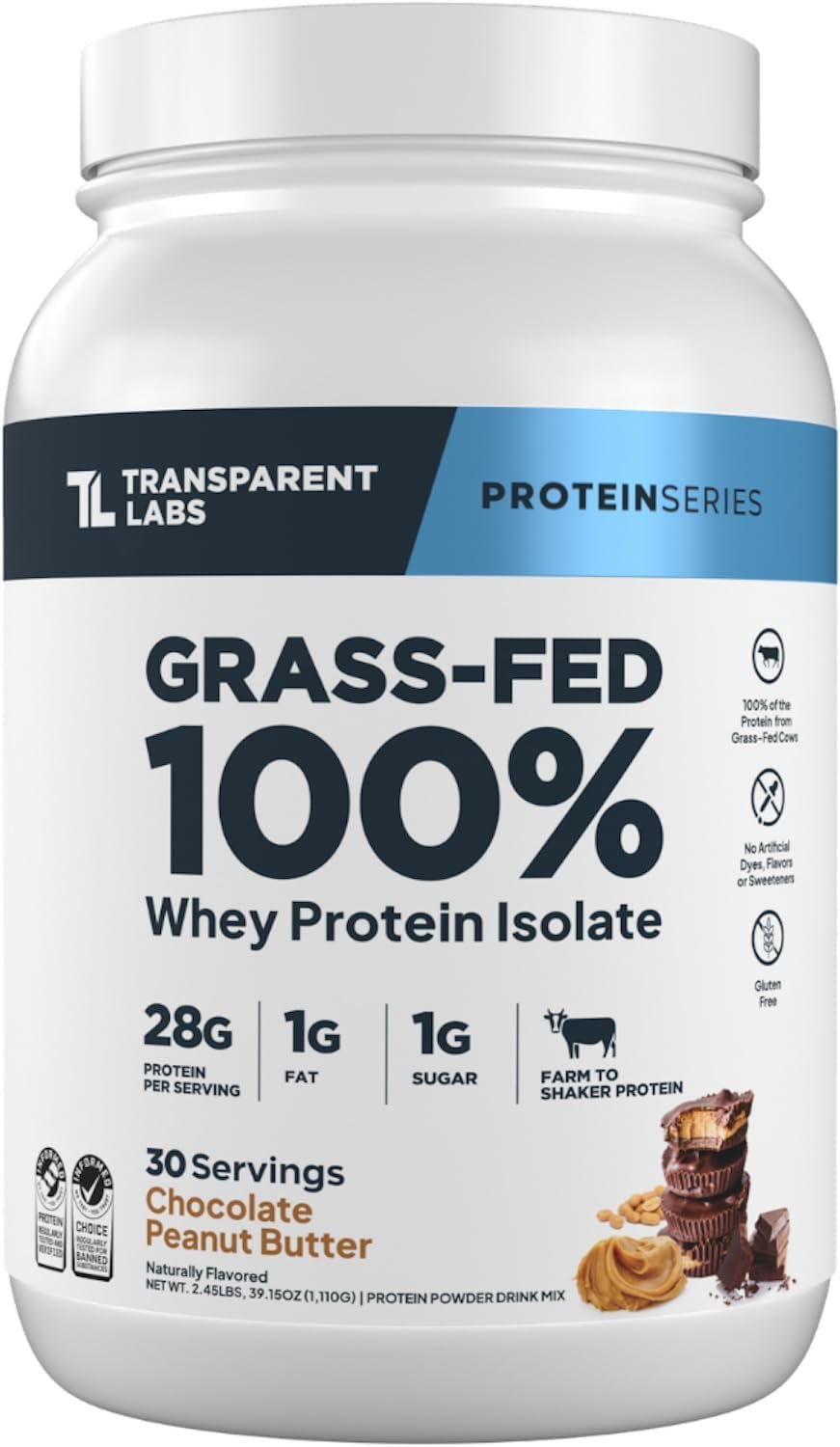 Transparent Labs Whey Protein Isolate, 30 Servings, Chocolate Peanut Butter