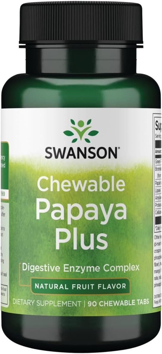 Swanson Chewable Papaya Plus Digestive Enzyme, 90 Chewables