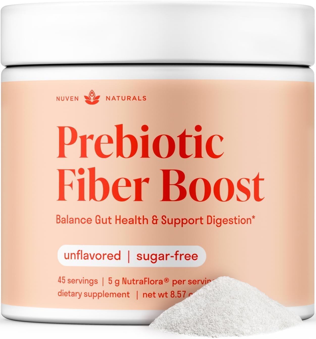 Fiber Supplement Powder w/ Prebiotics | 45 Servings, No Taste, Sugar Free