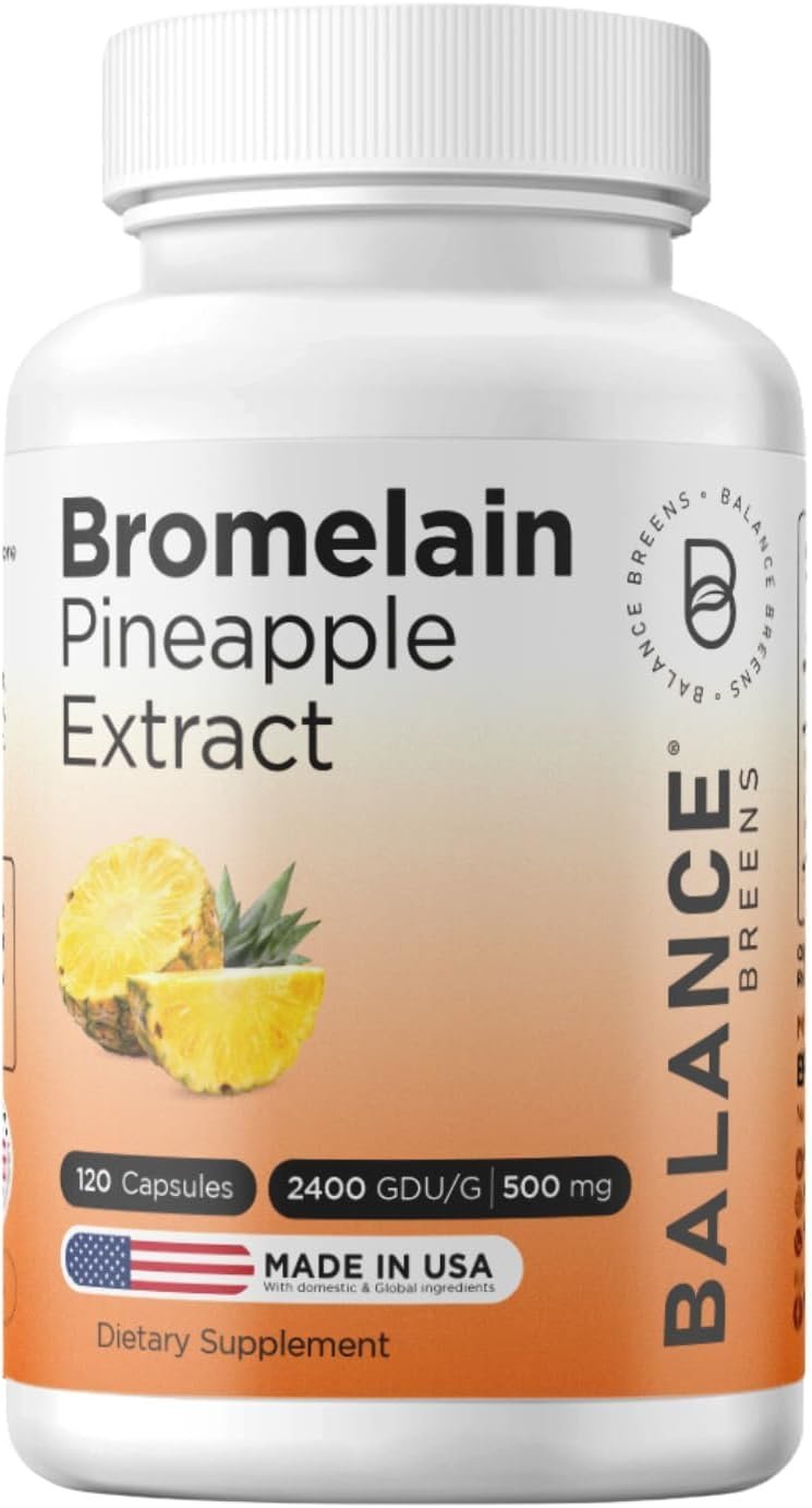 Balancebreens Bromelain 500mg, 2400 GDU Pineapple Enzyme, 120 Capsules