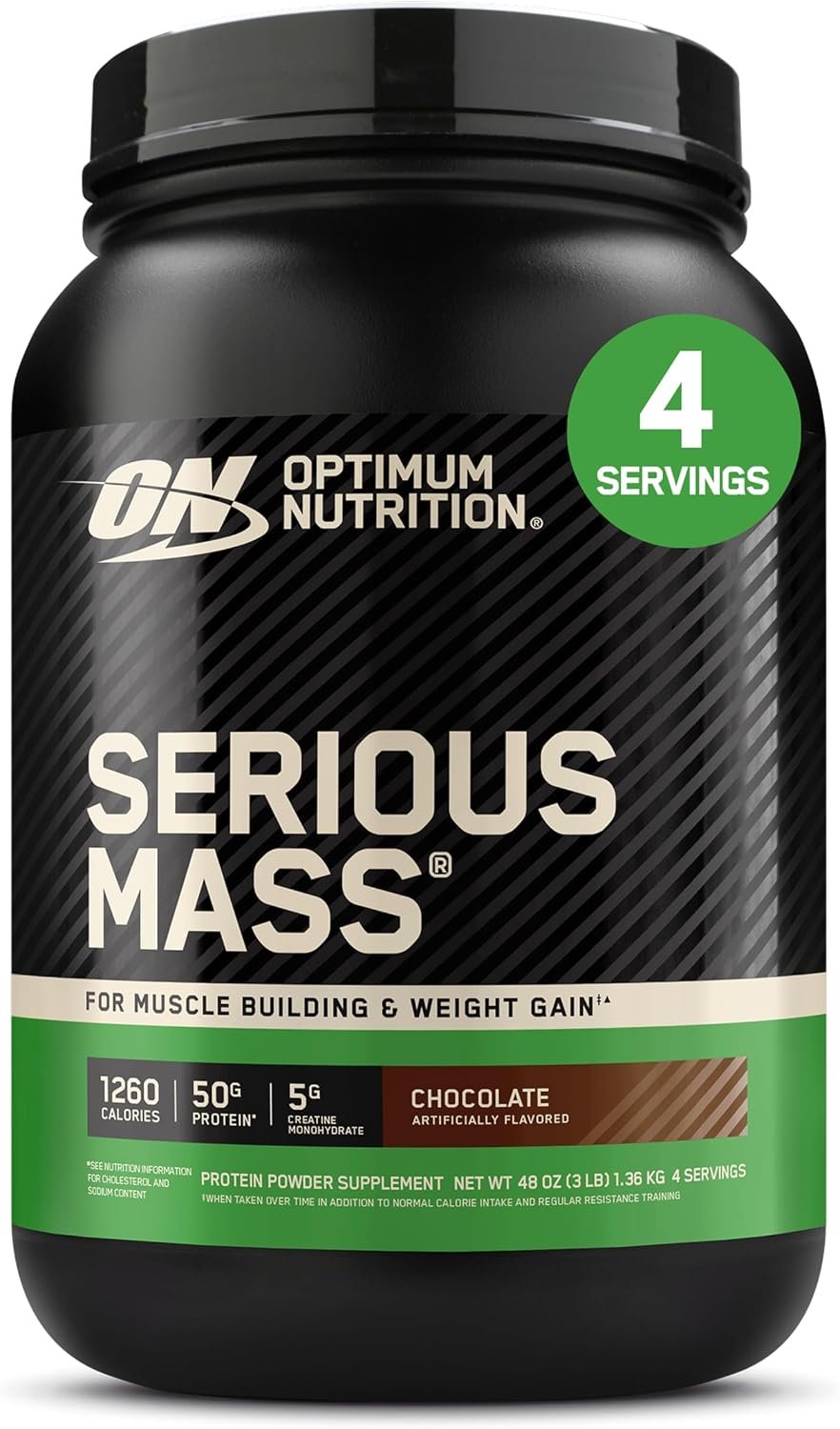 Optimum Nutrition Serious Mass Weight Gainer Protein Powder, Chocolate, 3LB