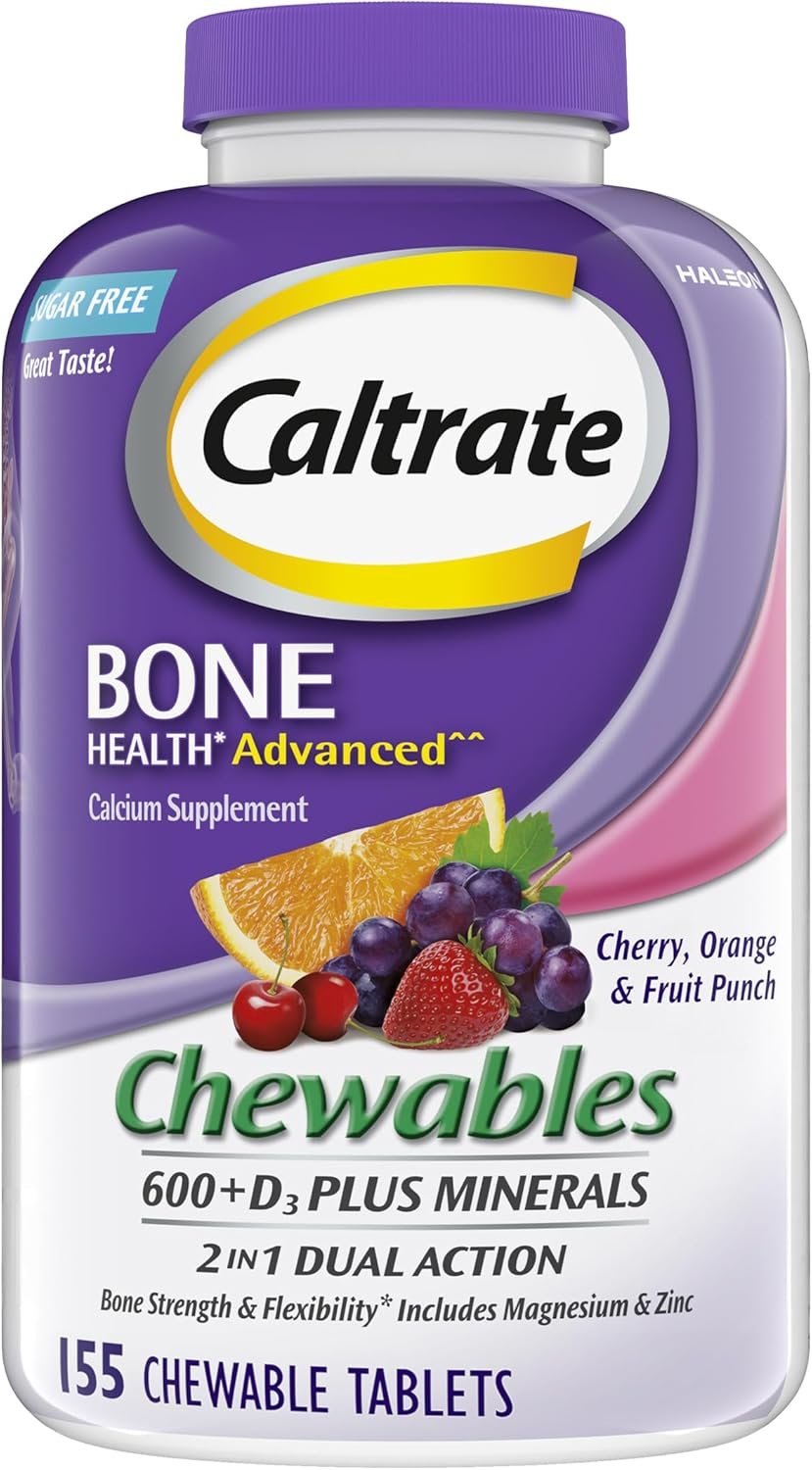 Caltrate Chewables 600 Plus D3 Vitamin D and Calcium Supplement, 155 count