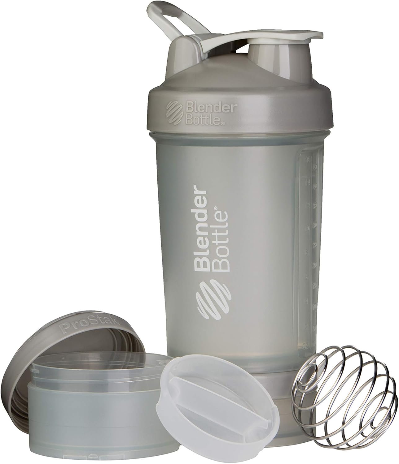 BlenderBottle ProStak Plastic Pill Organizer and Storage 22 oz Pebble Grey