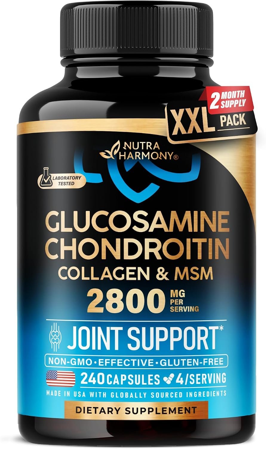 Glucosamine Chondroitin MSM Collagen – Joint Supplements 2800 mg – 240 Caps