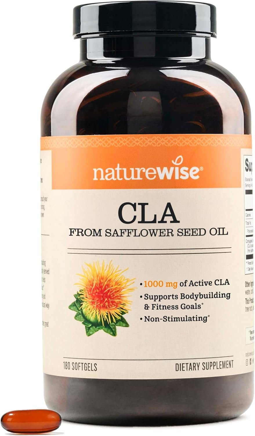 NatureWise CLA 1250 – Conjugated Linoleic Acid Supplement for Women and Men, Not Stimulating, Supports Healthy Weight, Fitness Goals – Non-GMO, Gluten Free – 180 Softgels[2-Month Supply]