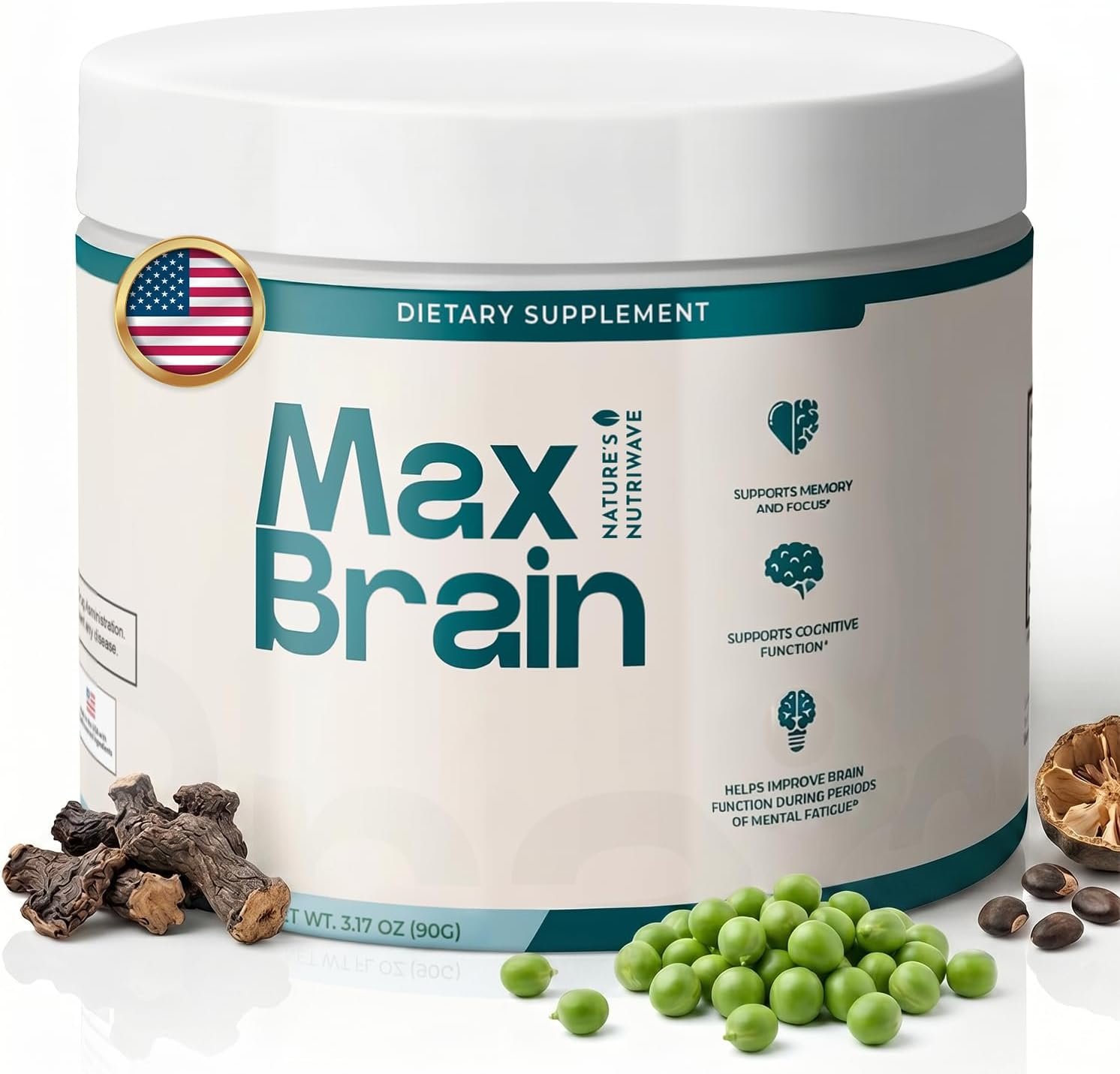Max Brain Powder – Baobab, Konjac & Spermidine – 3.17oz, 1 Month Supply