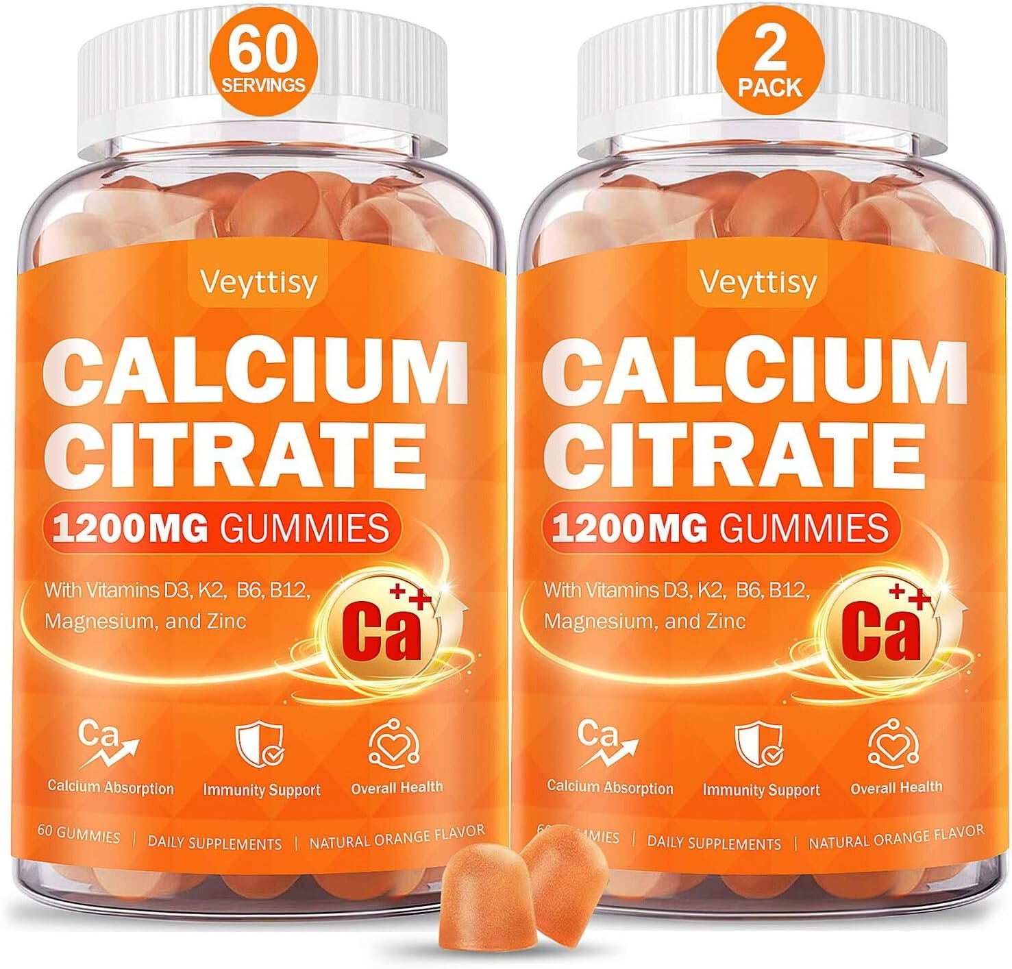 Calcium 1200 mg with Vitamin D3 for Adults – Calcium Supplement Gummies